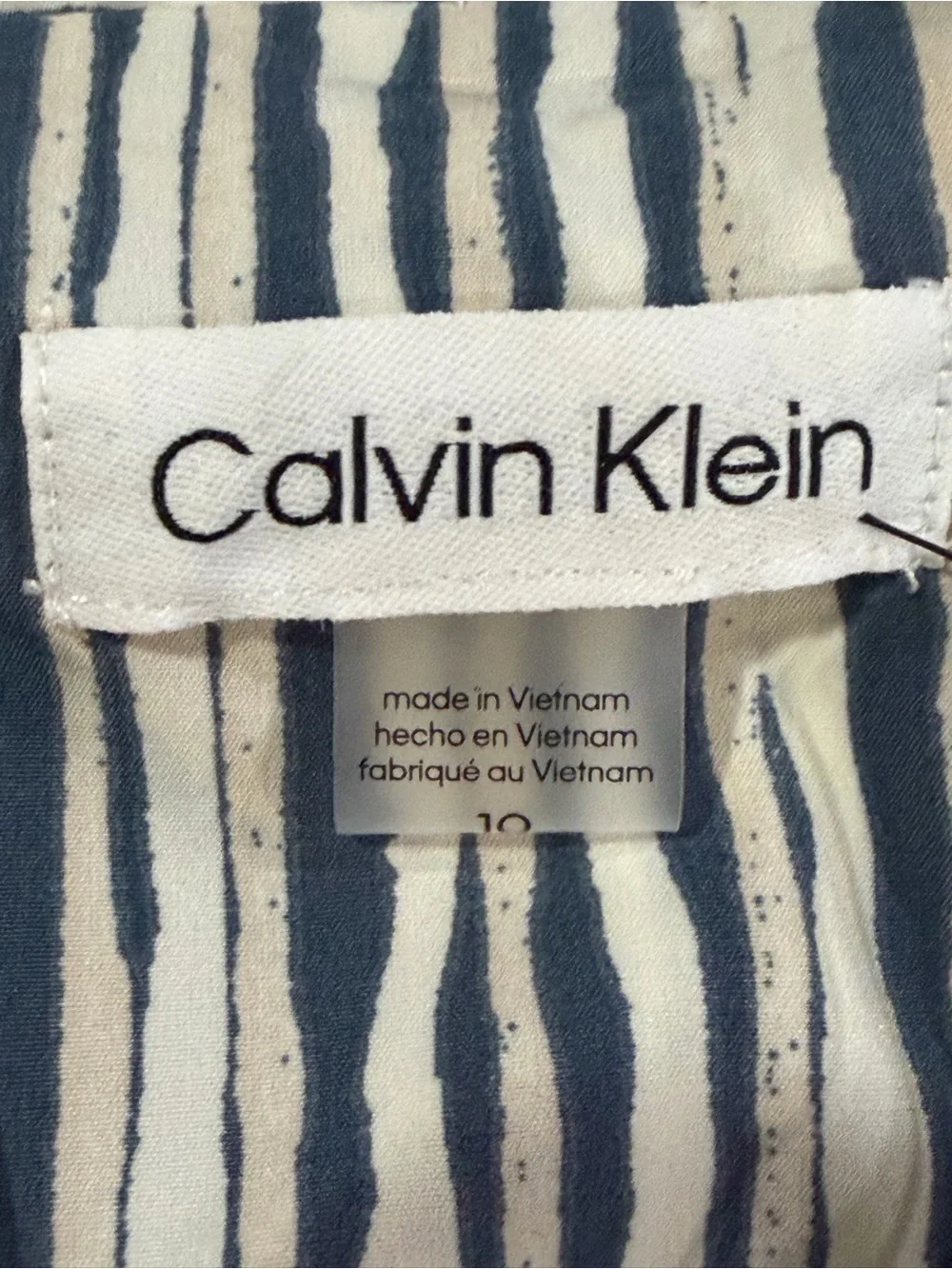 Calvin Klein Maxi Dress Size 10 Blue Stripe Wrap Waist Tie Coastal Chic Cottage - Picture 4 of 12